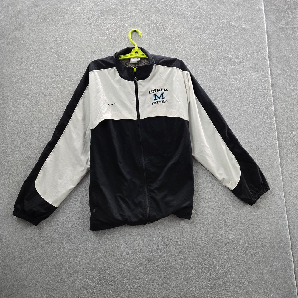 VINTAGE Nike Men Jacket M Black Embroidered Colorblock Lady Aztecs Mini Swoosh